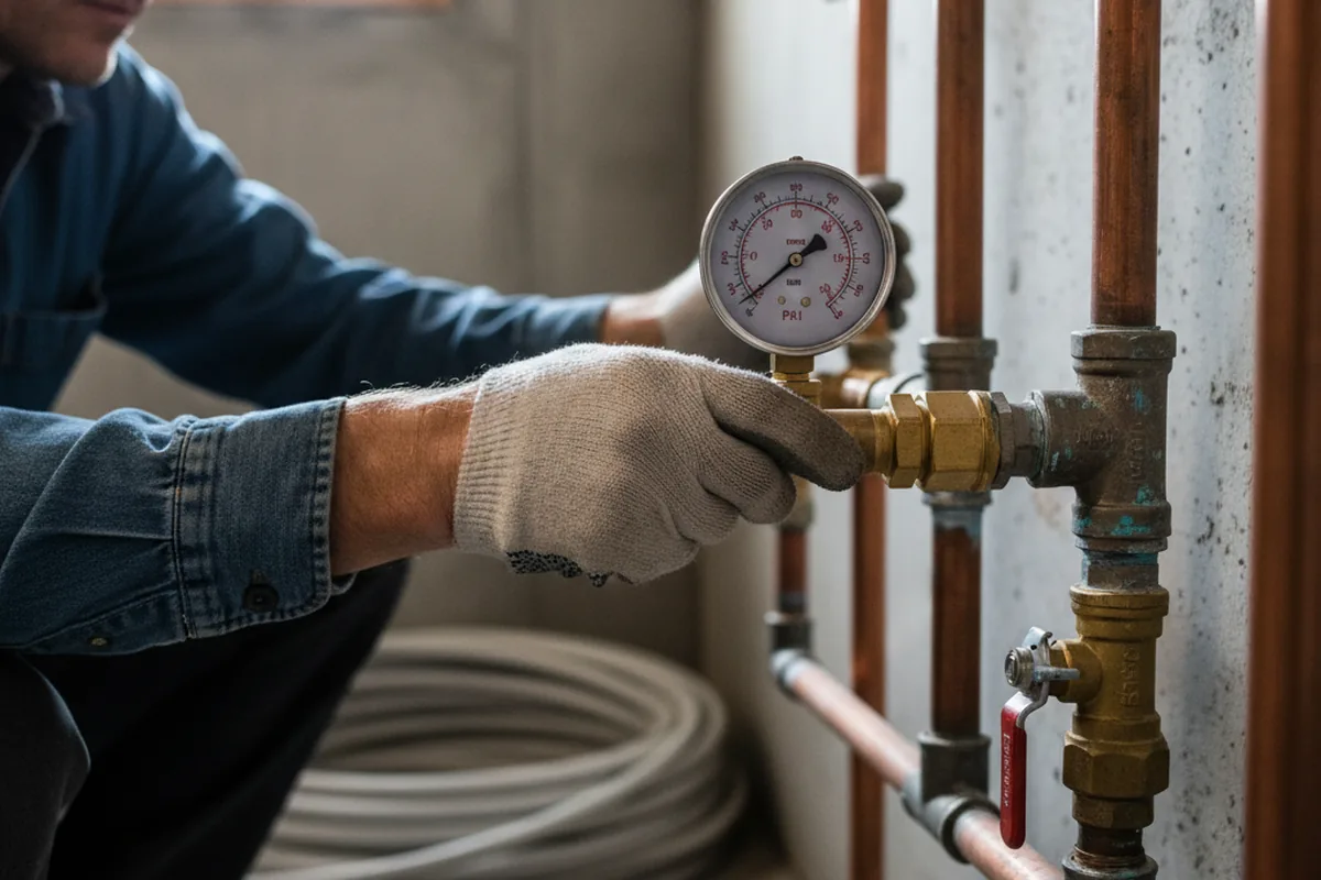 Pressure testing a repaired line during Water Line Repair in East Rutherford
